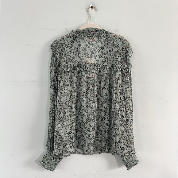 NWT Cleobella Loretta Iris Floral Print Chiffon Puff Sleeve Blouse - Picture 6 of 9